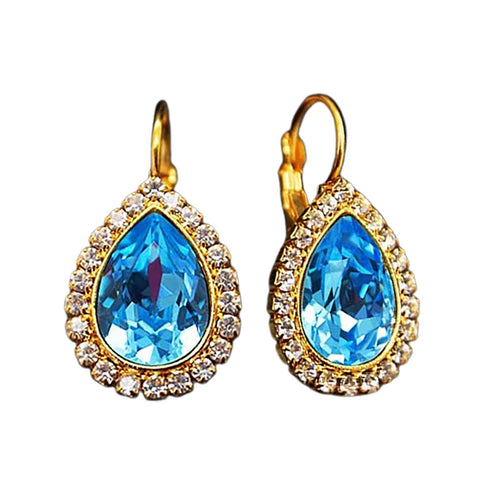 Auskarai "Debesų Lašas (Akvamarino Mėlyna)" su Swarovski™ kristalais